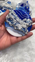Load and play video in Gallery viewer, Luxe Geode Ornaments - 5 Count Set: Silver, Blue &amp; White
