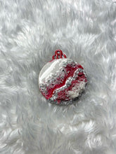 Load image into Gallery viewer, Luxe Geode Ornament - Single: Silver, Red &amp; White
