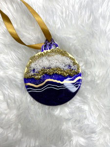 Luxe Geode Ornament - Single: Gold & Purple