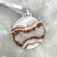 Load image into Gallery viewer, Luxe Geode Ornament - Single: Rose Gold &amp; White
