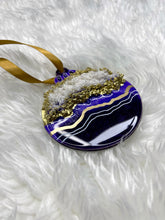 Load image into Gallery viewer, Luxe Geode Ornament - Single: Gold &amp; Purple
