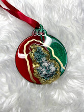 Load image into Gallery viewer, Luxe Geode Ornament - Single: Gold, Red &amp; Green
